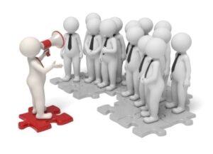 3d man talking to group